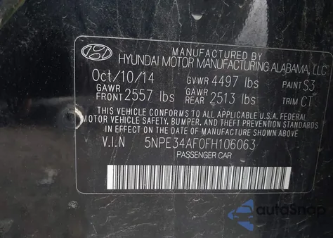 2015 Hyundai Sonata Sport from USA, damaged, VIN 5NPE34AF0FH106063